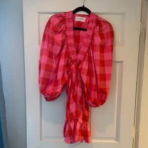 Sold out/ sundress pink and red plaid dress- worn once